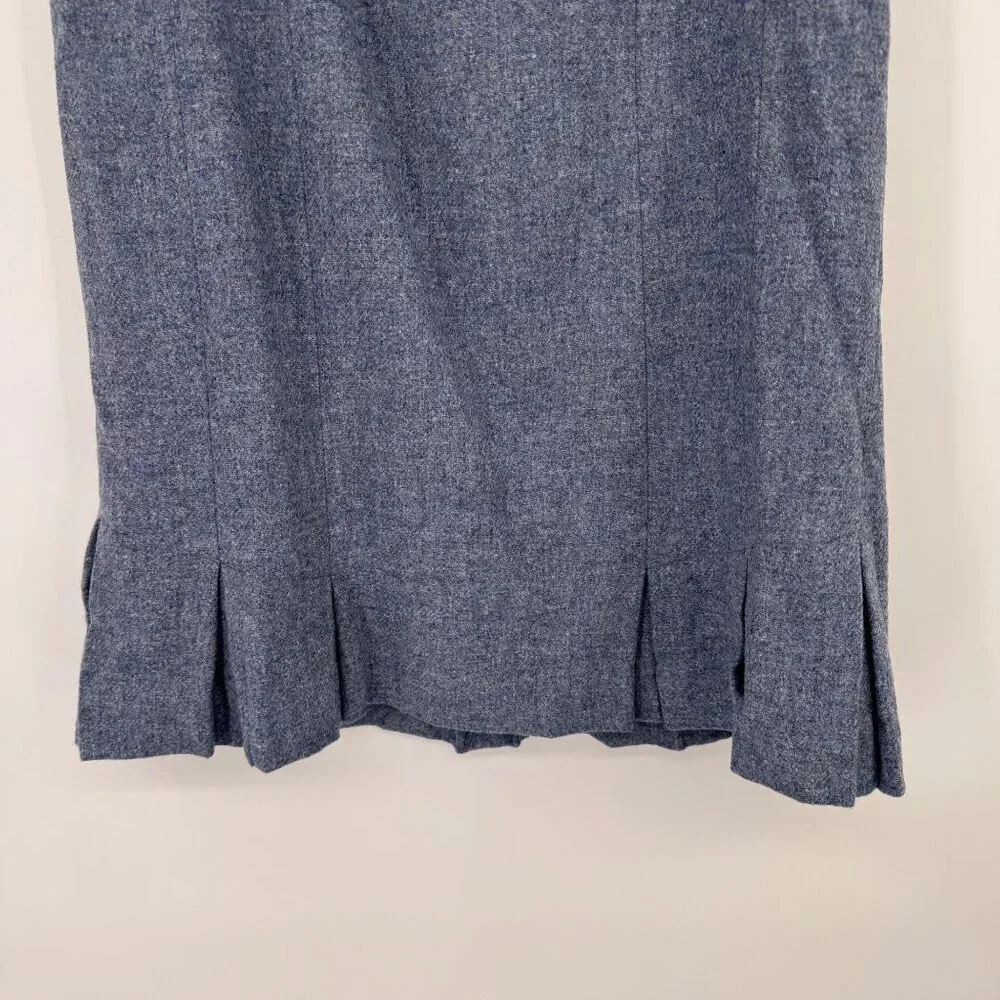 Talbots Womens Blue Wool Skirt Pleated Size 6 lined knee length